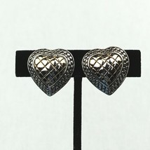 Vintage Gold And Silver Tone Heart Shaped Clip-On Earrings - £7.45 GBP