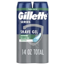 Gillette Series Soothing Shave Gel for Men with Aloe Vera, Twin Pack, 14 oz - £11.80 GBP