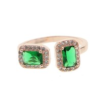 colorful birthstone cz open finger ring red blue green baguette square cubic zir - £8.81 GBP