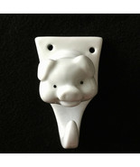 Vintage Pig Towel Hook Apron Hanging Peg Rack Wall Mount White Ceramic - $85.68 CAD