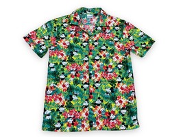 Disney Mens Mickey Mouse Hawaiian Button Up Vacation Floral Shirt Green Sz S - £22.49 GBP