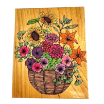 Vintage Hero Arts Super Flower Basket Pansy Daisy Orchid Rubber Stamp S1007 - £10.34 GBP