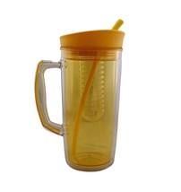 37oz BPA-Free Plastic Double Wall Tumbler with Silicone Straw and Fruit Infuser - £12.61 GBP