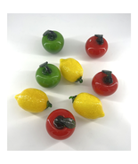 Vintage Murano Style Fruit Art Glass Red Apple Green Bright Yellow Lemons - $773.76 MXN