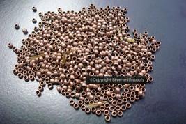 100 Antique copper plated 2x1mm round crimp beads attach necklace clasp ... - £3.05 GBP