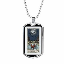 Express Your Love Gifts Tarot Card Necklace The Moon La Lune Engraved 18k Gold D - £55.34 GBP