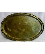 Antique Oval Brass Tray Kittens Cats Playing with Ball of Yarn 18&quot; X 11 ... - £54.91 GBP
