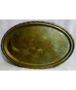 Antique Oval Brass Tray Kittens Cats Playing with Ball of Yarn 18&quot; X 11 ... - $95.93 CAD