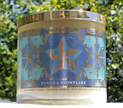 Bath &amp; Body Works VANILLA SNOWFLAKE 3-Wick Candle 14.5 oz A - £19.81 GBP