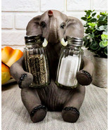 Ebros African Bush Elephant Glass Salt &amp; Pepper Shakers Holder Decor 7&quot; H - €23,15 EUR