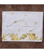Vintage Pillow Case Cover Yellow Roses Embroidery 30x20 Inch - $14.00