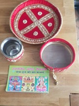 Hindu Fast Worship Karva Chauth Vrat Thali Set Special Pooja Karwa Vrata Katha B - £40.85 GBP