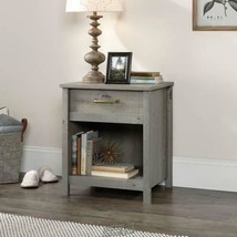 Sauder Cannery Bridge Open Night Stand Grey Open Shelf Drawer Metal Runners Safe - £121.05 GBP