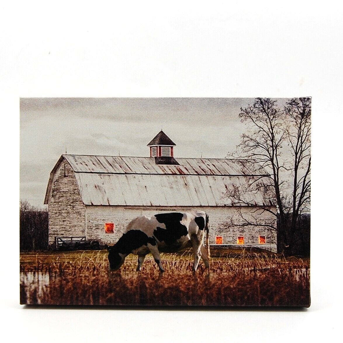 White Barn Country Farm LED Light Up Lighted Canvas Wall Art or Tabletop Picture - £16.42 GBP