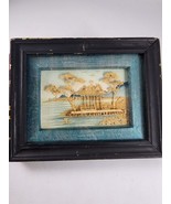 Vtg 3-D Asian Hand Carved Cork Glass Enclosed Diorama Art Sculpture Fish... - £28.04 GBP