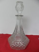 Pressed glass ship decanter with stopper, Compatible with Diamond block/quilt li - £36.06 GBP