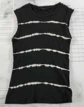 AllSaints Tank Top Womens 6 Black White Stripe Cotton Tie Dye Style - £19.38 GBP