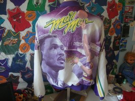 Vintage Utah Jazz Karl Malone Fanimation Chalk Line NBA Jacket XL  - £336.32 GBP