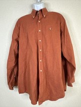 Polo Ralph Lauren Blake Men Size 17 Orange Check Button Up Shirt Long Sleeve - $12.33
