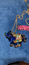 New Betsey Johnson Necklace Elephant Blue Multicolor Rhinestones Collectible - £11.98 GBP