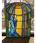 Antique Stained Glass Window with Angel &amp; White Dove - $5,309.44 MXN