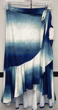 NEW 2.0 LuLaRoe Small Blue Teal Cream White Tie Dye Slinky Bella Wrap Skirt - £27.62 GBP