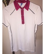 Women&#39;s GG BLUE 1/4 ZIP GOLF POLO SIZE SMALL RED, CREAM &amp; GRAY - £18.68 GBP