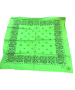 Paisley Bandana Handkerchief Bright Green Cotton Made in USA 21 in Head ... - $9.90