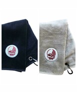 SKULL CRESTED TRI FOLD GOLF TOWEL.  BLACK OR GREY. 18 BY 20 INCHES. - $10.63