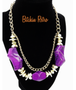 Dramatic Purple Beaded Necklace With Spider Web Details  Halloween Witch... - £10.19 GBP