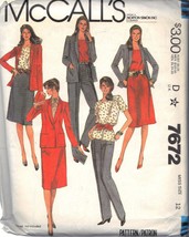 Mc Call's Pattern 7672 Dated 1981 Size 12 Misses' Jacket Top Skirt Pants Uncut - $3.00