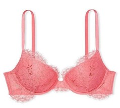 38C 38D Coral Gold Shimmer Lace Extreme Lift Victorias Secret Very Sexy Pu Uw Bra - £39.15 GBP