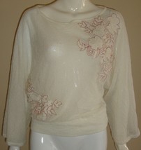 Anthropologie AKEMI KIN Ivory Poet Lace Dolman Sleeve Embroidered Top Si... - £20.08 GBP