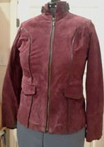 Bradley Bayou Womens Suede Leather Jacket w/ Patent Leather Trim Size XS - $53.34