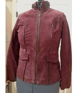 Bradley Bayou Womens Suede Leather Jacket w/ Patent Leather Trim Size XS - £41.94 GBP