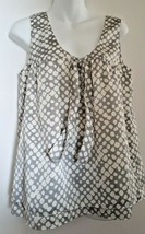 Loft Womens Summer Top Medium Gray w/ White Bubbles Casual Print Ann Taylor - £12.63 GBP