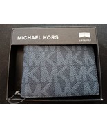 MICHAEL KORS &quot;MK&quot; LOGOS MEN&#39;S JET SET BLUE LEATHER SLIM BILLFOLD WALLET ... - €37,82 EUR