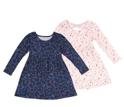 Two (2) Member&#39;s Mark™ Girl&#39;s Size 3T ~ Long Sleeve All-Over Print Knit Dress -2 - £18.22 GBP