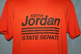 Vintage 80s State Senate Keith Jordan Orange 50/50 T-SHIRT L Soft Thin Vtg - £13.38 GBP