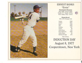 Ernie Banks CUBS HOF Card 8x10  - $5.00