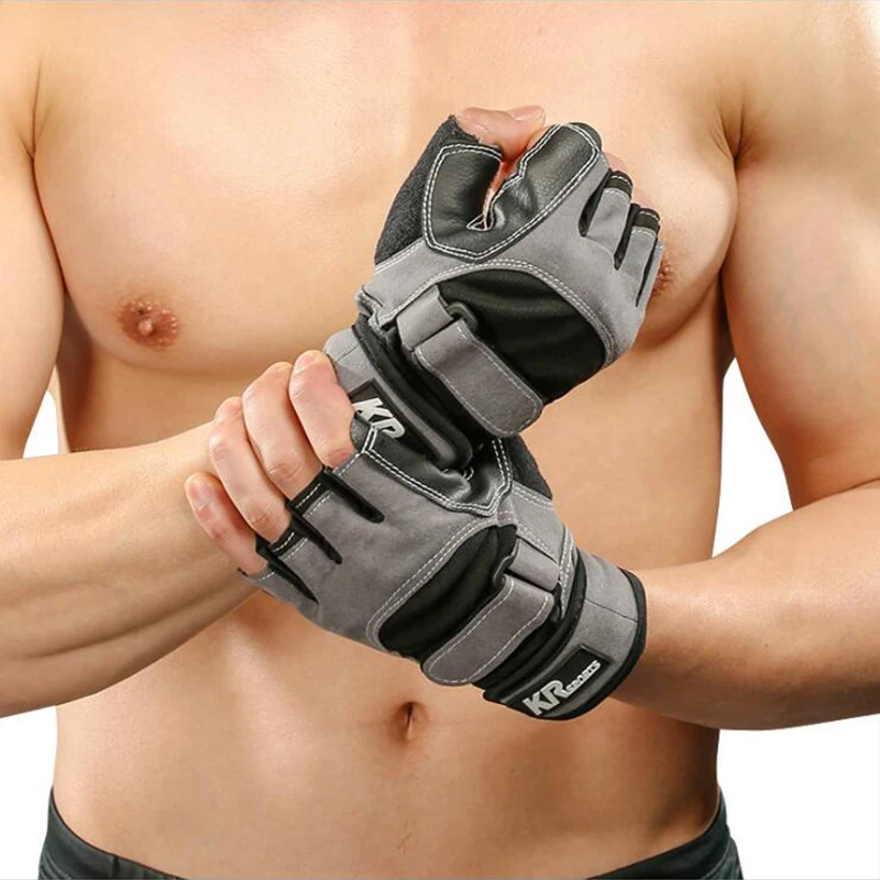 Summer Men Half Finger Anti Slip Outdoor  Cycling Glove Palm PU Leather cer  Fit - £117.17 GBP