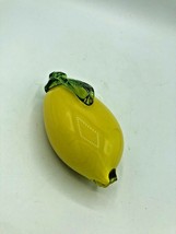 Glass Lemon Blown Glass Art Glass Fruit Murano Style Paperweight 4 3/4&quot; Tall Vtg - £7.44 GBP
