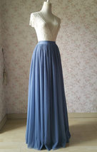 DUSTY BLUE Tulle Maxi Skirt Bridesmaid Floor Length Tulle Skirt Outfit image 8