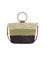 INC International Concepts Willoww Stripe Colorblock Woven Straw Tote - $30.73 CAD