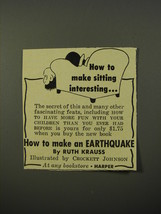 1954 Harper Book Ad - How to make an Earthquake by Ruth Krauss - £14.78 GBP