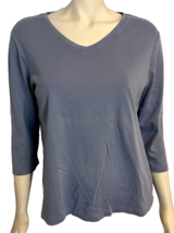 L.L. Bean Light Blue V Neck 3/4 Sleeve T shirt Size L - $18.99