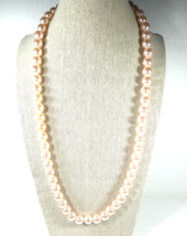 Vintage 22&quot; Palest Pink Faux Pearl Necklace - $15.99