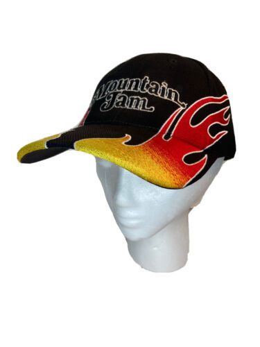Mountain Jam Hot Rod Flame Black KC Caps Fitted Baseball Hat Music Festival - $20.45