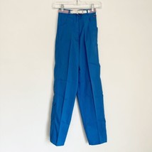 NWOT Vintage Izod Lacoste Kids Girls 8 Blue Pants Rainbow Belt Hook Loop Pocket - £31.86 GBP