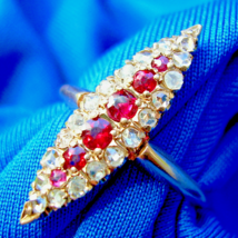 Earth mined Diamond Rose cut Deco Engagement Ring Victorian Antique 14k Gold - $60,736.70 MXN